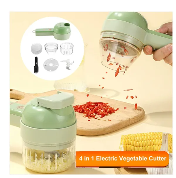 4_In_1_Electric_Vegetable_Cutter_And_Food_Chopper_Green