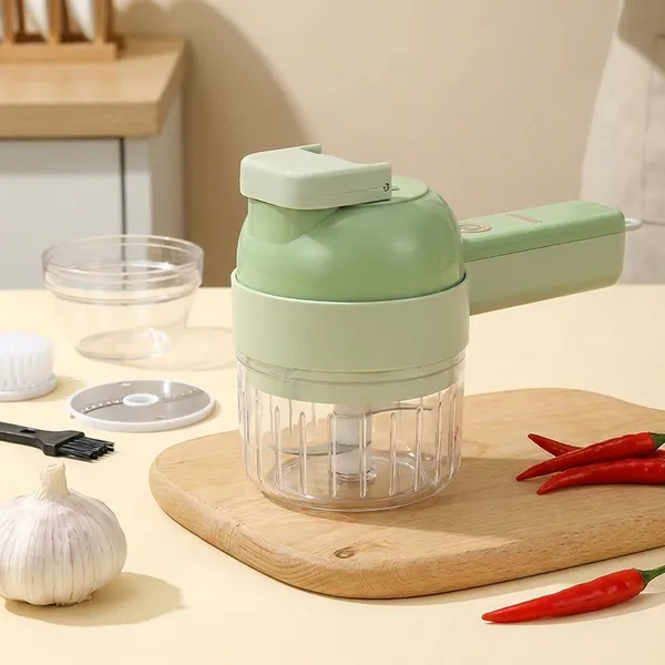 4_In_1_Electric_Vegetable_Cutter_And_Food_Chopper_Green