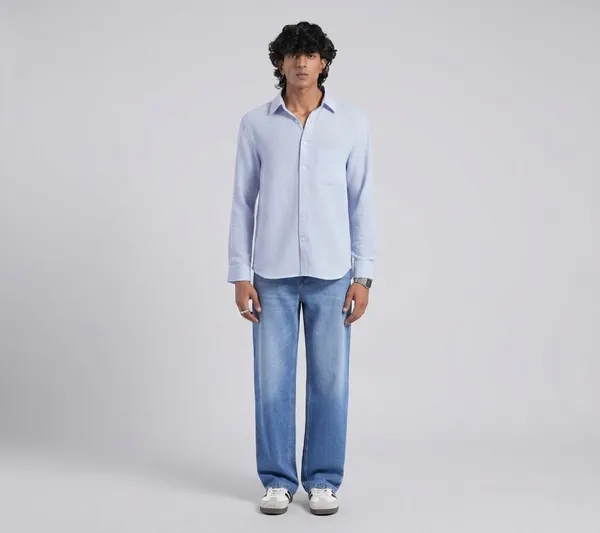 Mid_Blue_Loose_Straight_Jeans_&_Blue_Shirt_Regular_Fit_(Combo_of_2)