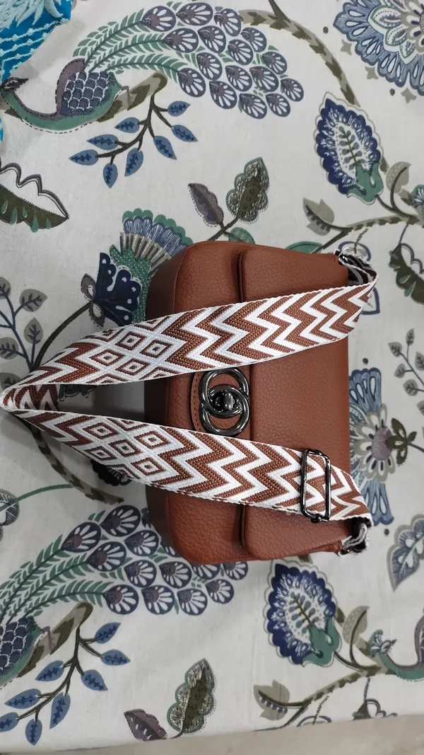 Brown_Sling_Bag_With_Patterned_Strap_For_Women