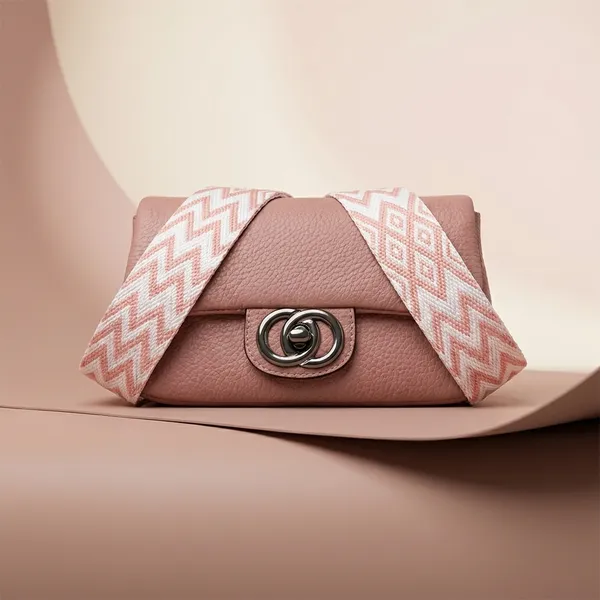 Stylish_Pink_Crossbody_Bag_With_Patterned_Strap_For_Women
