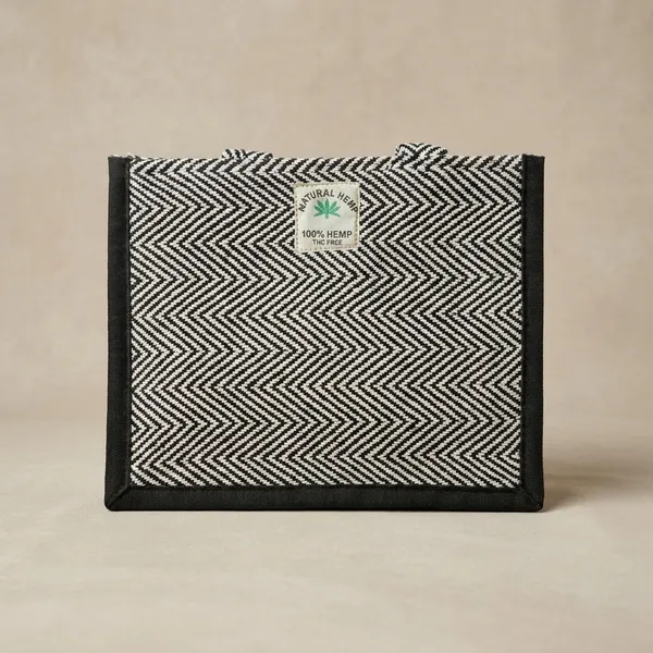 Black_And_White_Herringbone_Pattern__jute___pooja_bag_Wallet_For_Women