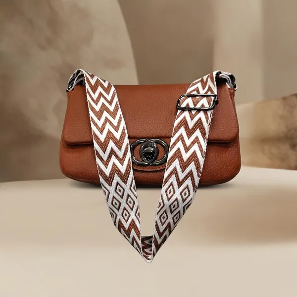 Brown_Sling_Bag_With_Patterned_Strap_For_Women