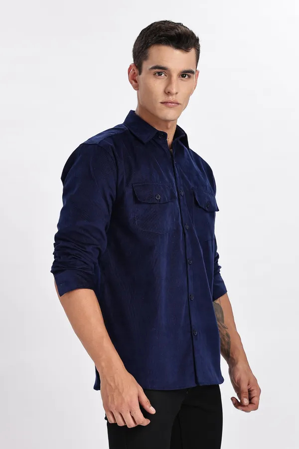 Black_Solid_Corduroy_Shacket_For_Men