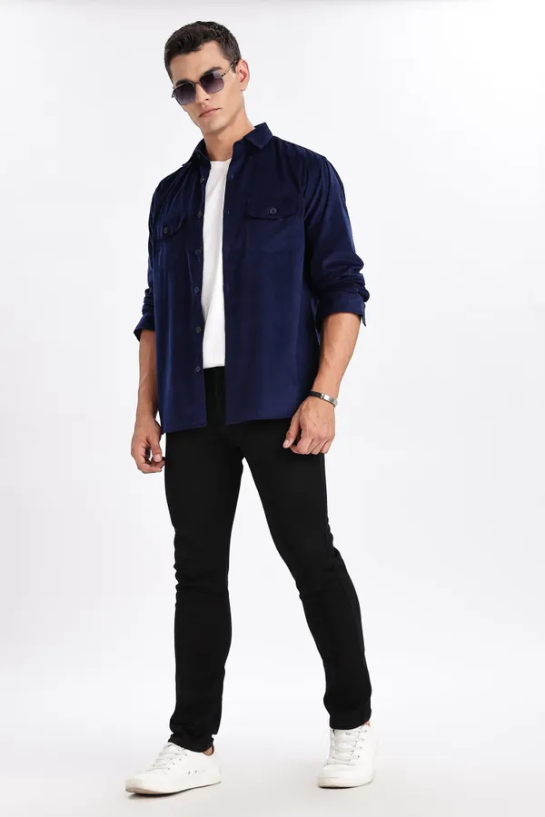 Black_Solid_Corduroy_Shacket_For_Men