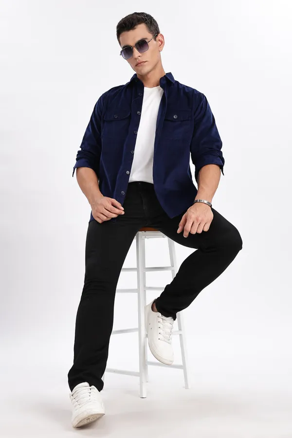 Black_Solid_Corduroy_Shacket_For_Men