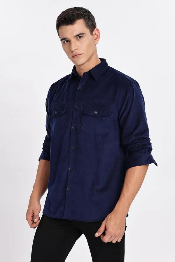 Black_Solid_Corduroy_Shacket_For_Men