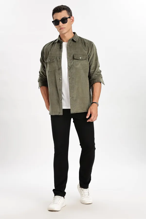 Brown_Solid_Corduroy_Shacket_For_Men