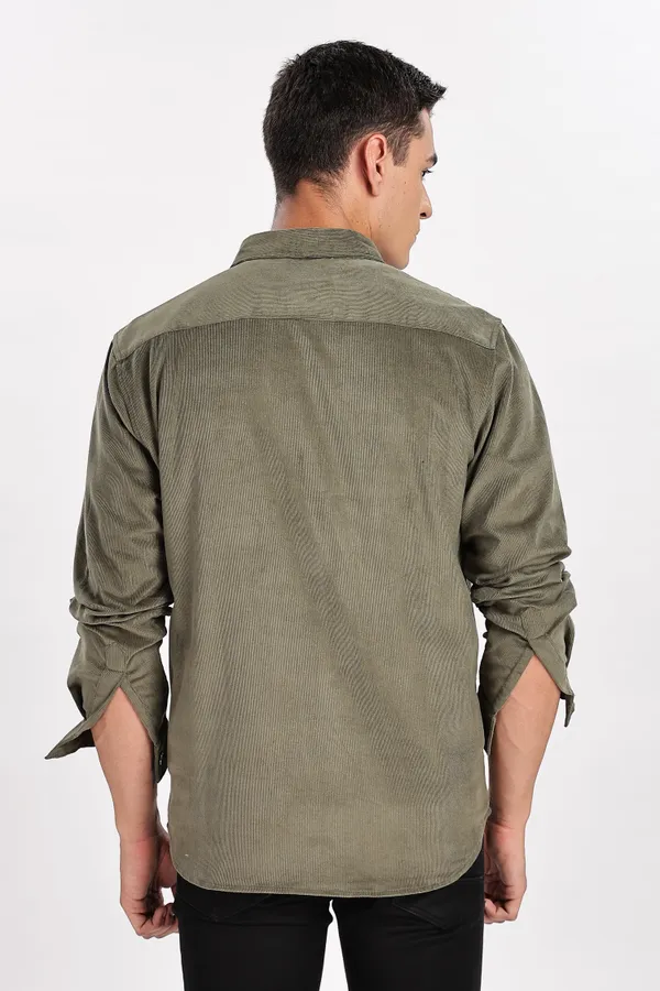 Brown_Solid_Corduroy_Shacket_For_Men
