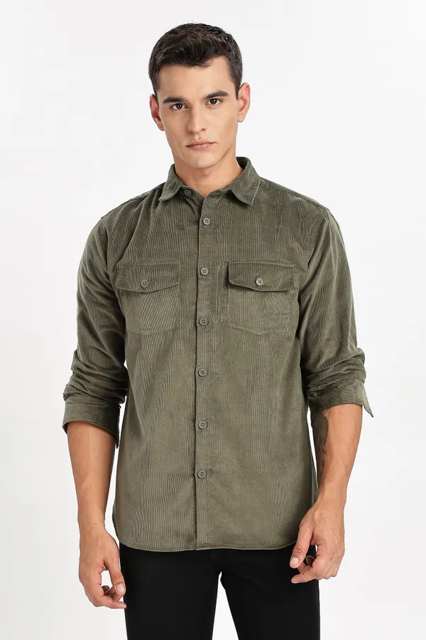 Brown_Solid_Corduroy_Shacket_For_Men