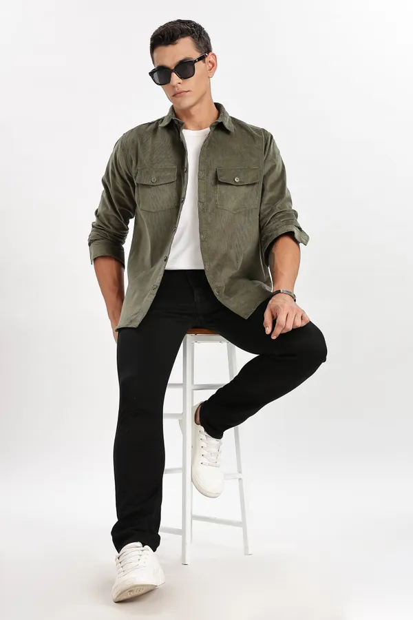 Brown_Solid_Corduroy_Shacket_For_Men