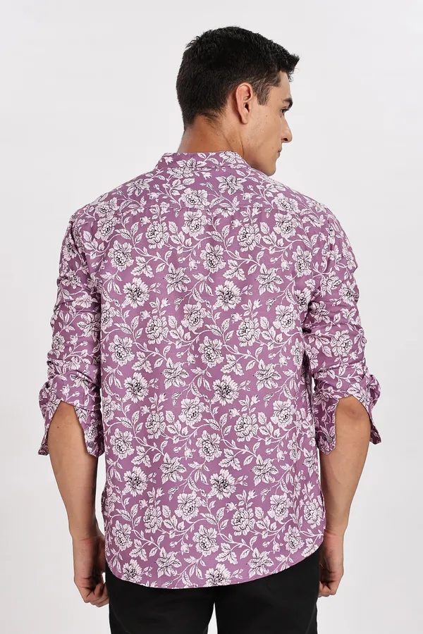 Purple_Floral_Print_Cotton_Kurta_For_Men