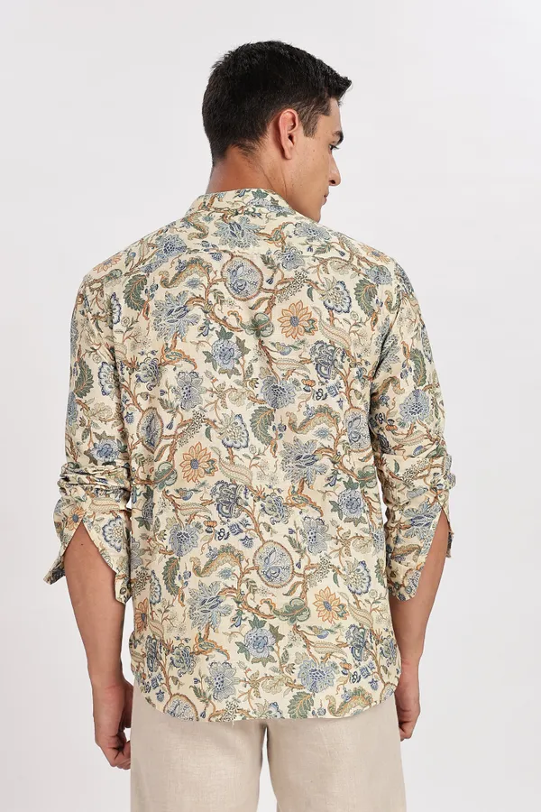 Beige_Print_Cotton_Kurta_For_Men