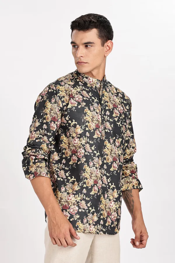 Multicolour_Floral_Print_Cotton_Kurta_For_Men