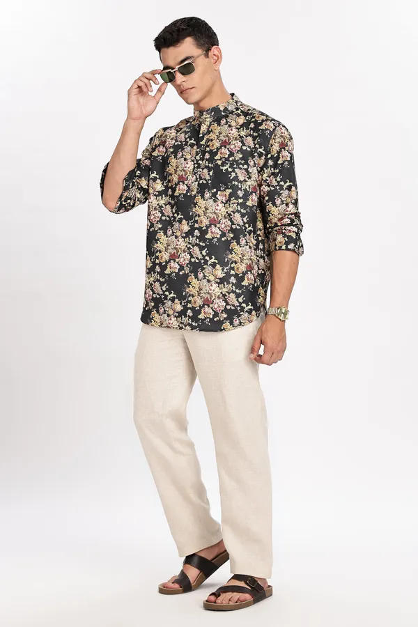 Multicolour_Floral_Print_Cotton_Kurta_For_Men