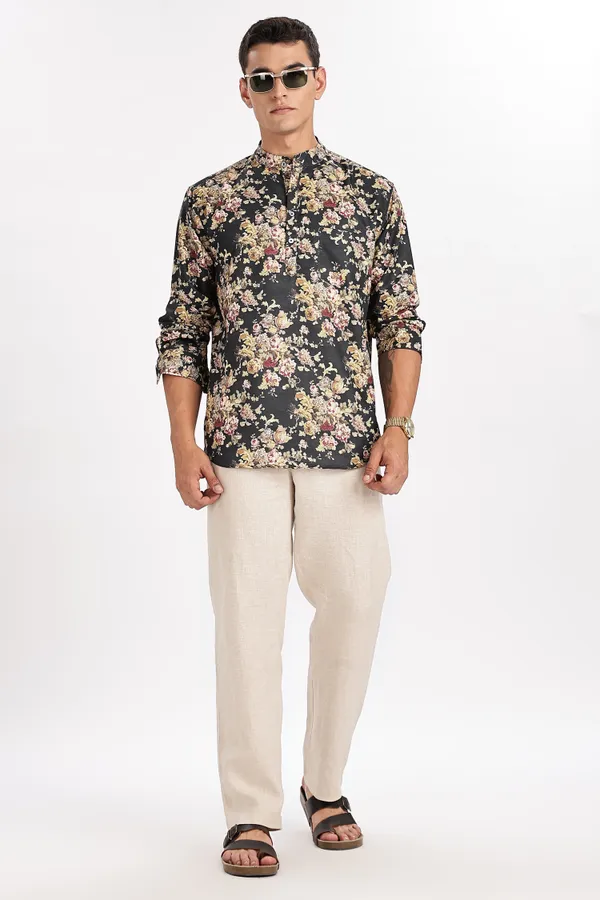 Multicolour_Floral_Print_Cotton_Kurta_For_Men