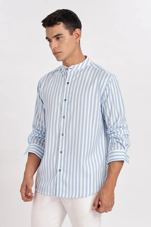 White_Stripe_Cotton_Shirt_For_Men
