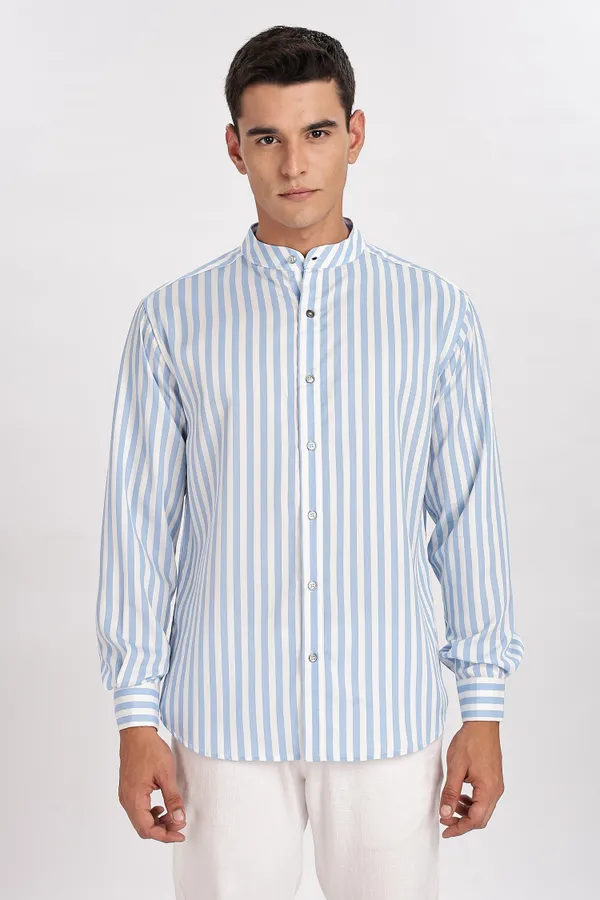 White_Stripe_Cotton_Shirt_For_Men