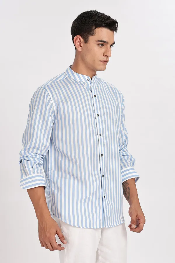 White_Stripe_Cotton_Shirt_For_Men