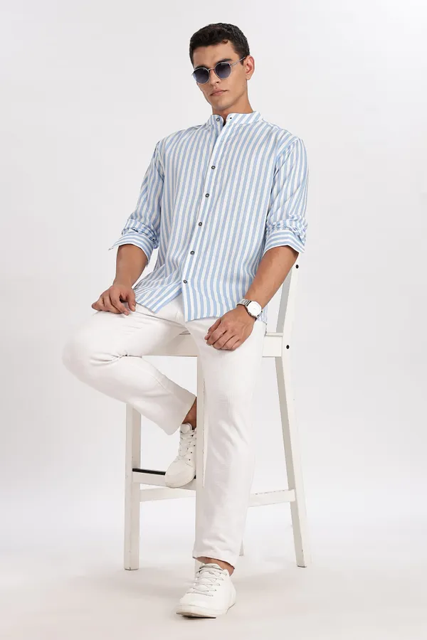 White_Stripe_Cotton_Shirt_For_Men