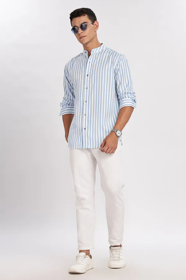 White_Stripe_Cotton_Shirt_For_Men