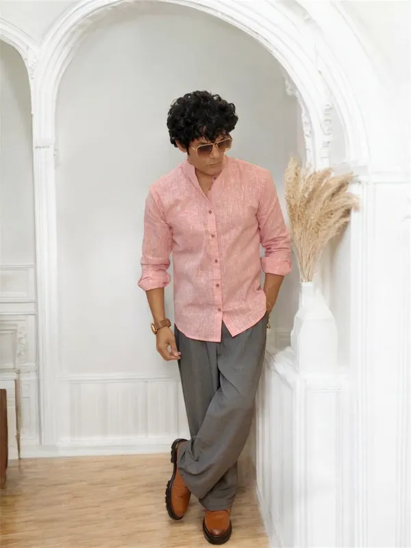 Pink_Khadi_Cotton_Shirt_For_Men
