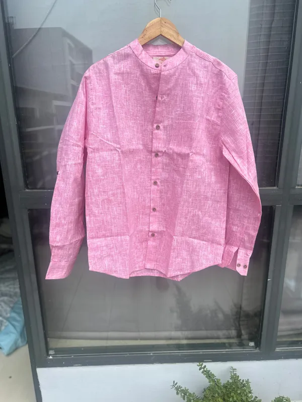 Pink_Khadi_Cotton_Shirt_For_Men