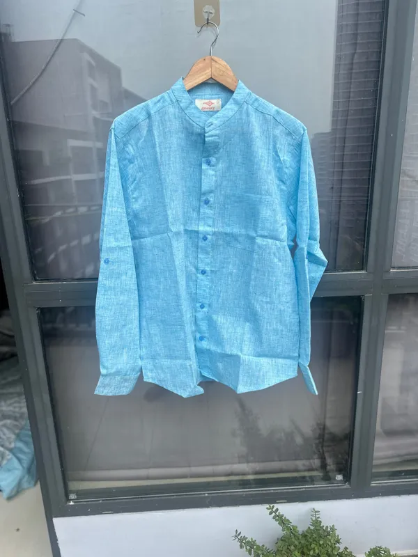 Sky_Blue_Khadi_Cotton_Shirt_For_Men
