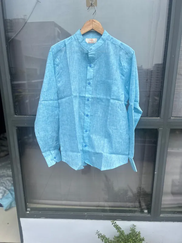 Sky_Blue_Khadi_Cotton_Shirt_For_Men