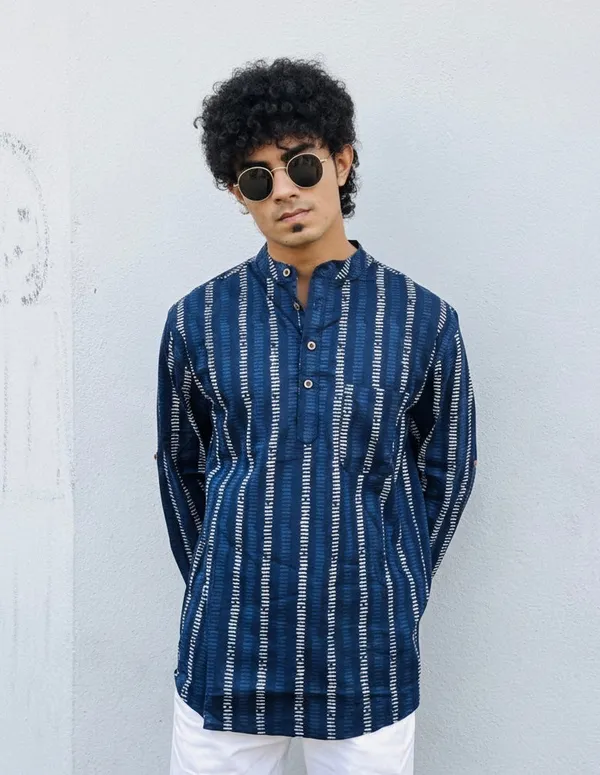 Blue_Solid_Cotton_Kurta_For_Men