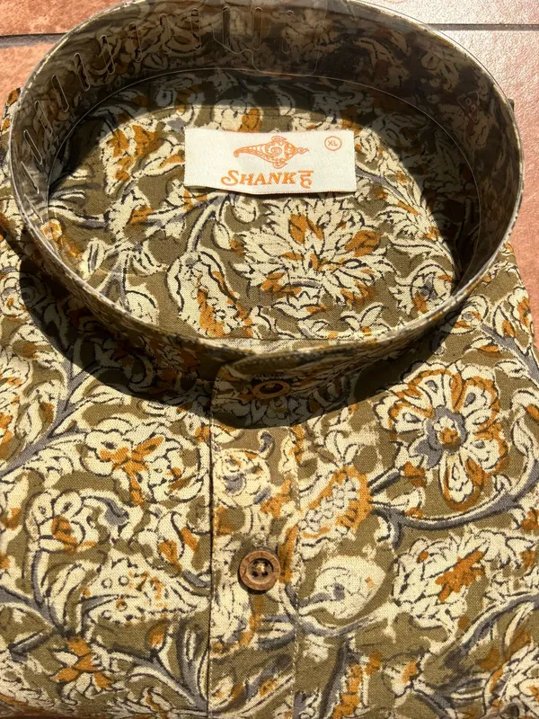 Olive_Floral_Print_Cotton_Kurta_For_Men