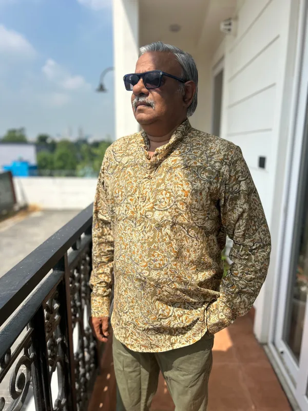 Olive_Floral_Print_Cotton_Kurta_For_Men