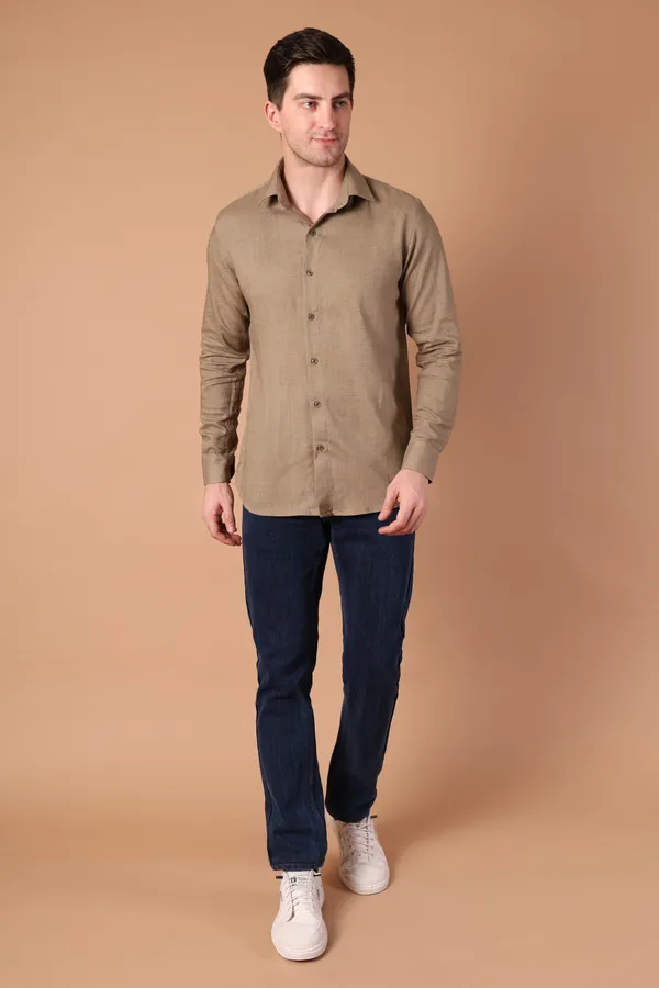 Brown_Solid_Cotton_Shirt_For_Men