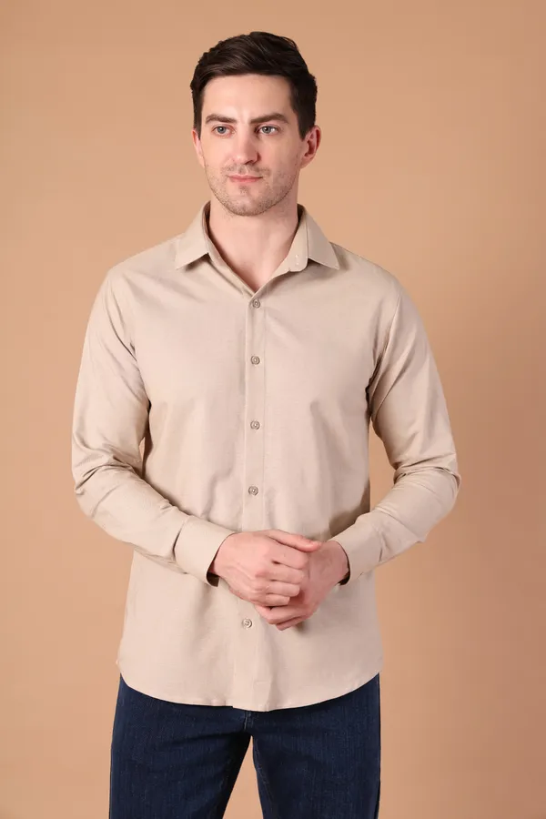 Beige_Solid_Cotton_Shirt_For_Men