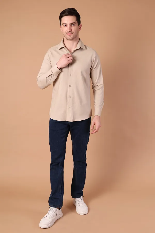 Beige_Solid_Cotton_Shirt_For_Men