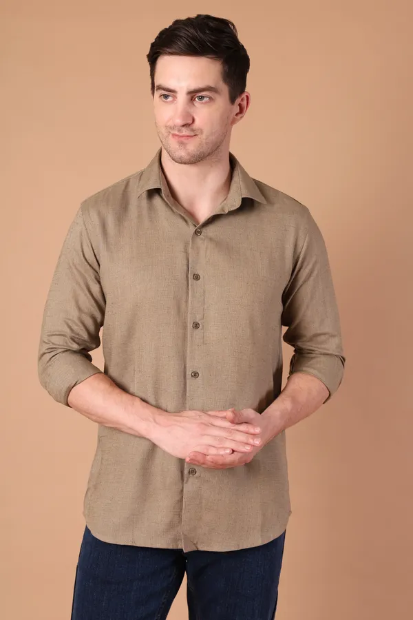 Brown_Solid_Cotton_Shirt_For_Men