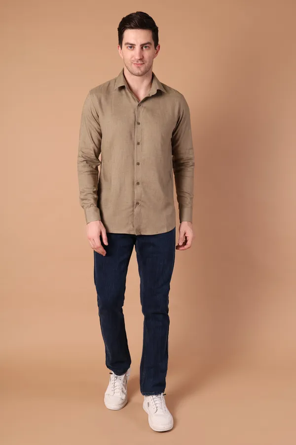 Brown_Solid_Cotton_Shirt_For_Men