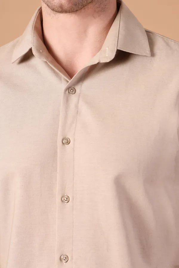 Beige_Solid_Cotton_Shirt_For_Men