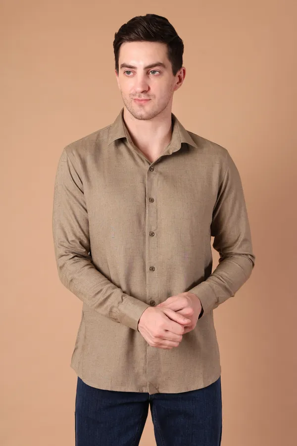 Brown_Solid_Cotton_Shirt_For_Men