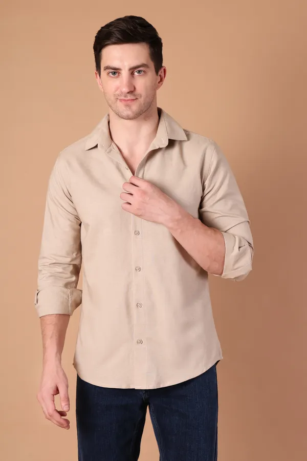 Beige_Solid_Cotton_Shirt_For_Men