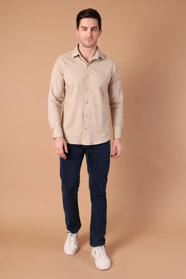 Beige_Solid_Cotton_Shirt_For_Men