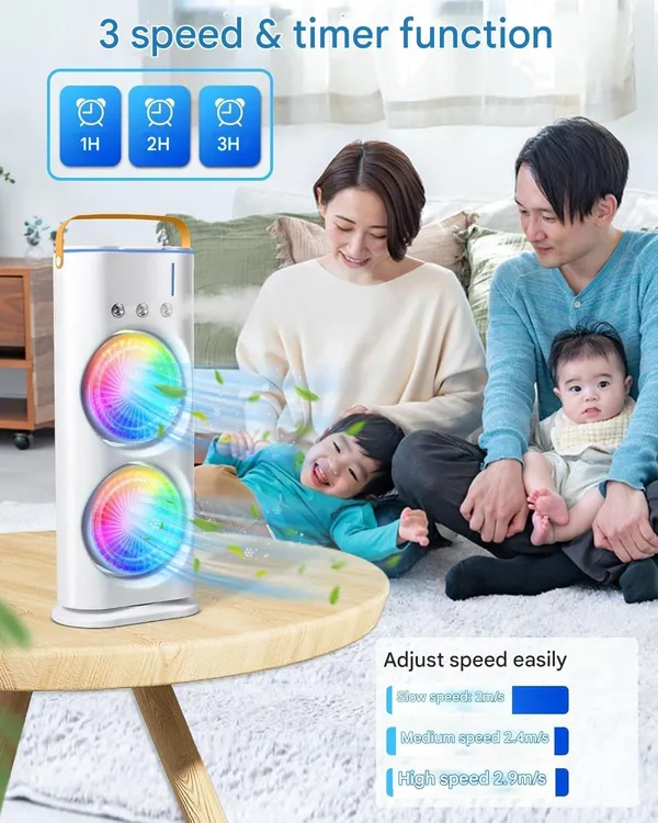 4000mAh_Double_Ended_Spray_Fan,_Cold_Air,_2025_New_3_Gears_USB_Rechargeable_Oscillating_one_with_LED_Light_Cooler,_Tower_Air_Coolers_&_Remote_Control,_280ml_Water_Tank,_Ice_Filling
