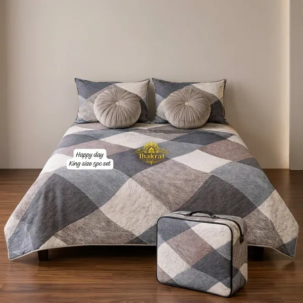 Luxurious_Cotton_Feel_Glace_Cotton_King_Size_Double_Bed_Bedsheet_108X108_Inches_With_2_Pillow_Covers_&_2_Round_Cushions,_5Pc_Bedsheet_Set
