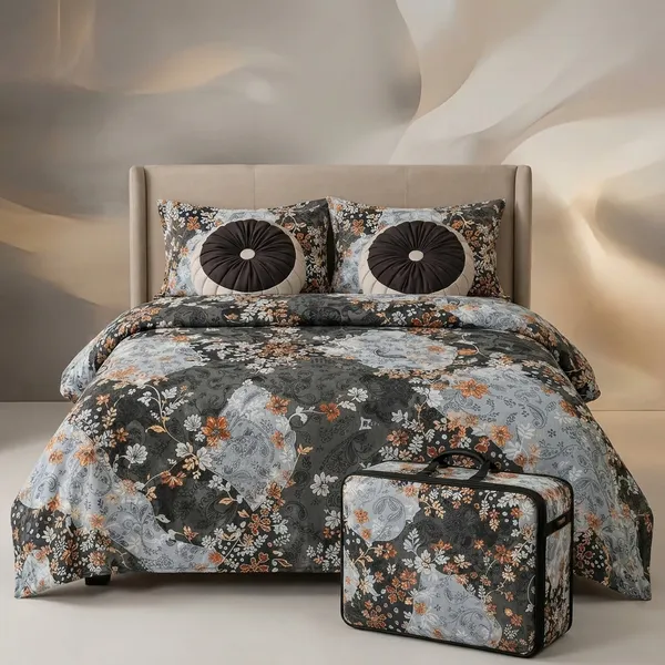 Luxurious_Cotton_Feel_Glace_Cotton_King_Size_Double_Bed_Bedsheet_108X108_Inches_With_2_Pillow_Covers_&_2_Round_Cushions,_5Pc_Bedsheet_Set