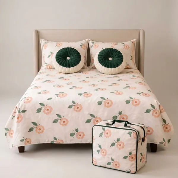Luxurious_Cotton_Feel_Glace_Cotton_King_Size_Double_Bed_Bedsheet_108X108_Inches_With_2_Pillow_Covers_&_2_Round_Cushions,_5Pc_Bedsheet_Set