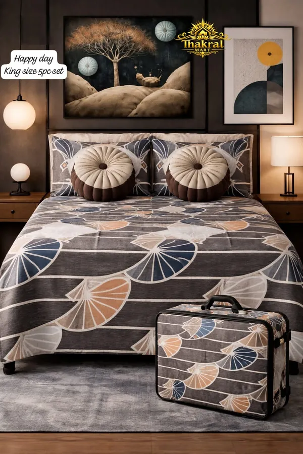 Luxurious_Cotton_Feel_Glace_Cotton_King_Size_Double_Bed_Bedsheet_108X108_Inches_With_2_Pillow_Covers_&_2_Round_Cushions,_5Pc_Bedsheet_Set