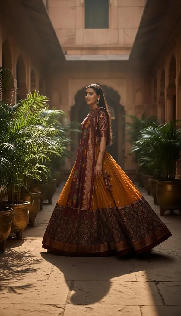 Yellow_Dola_Silk_Patola_Foil_Print_Flared_Lehenga_Choli_For_Women