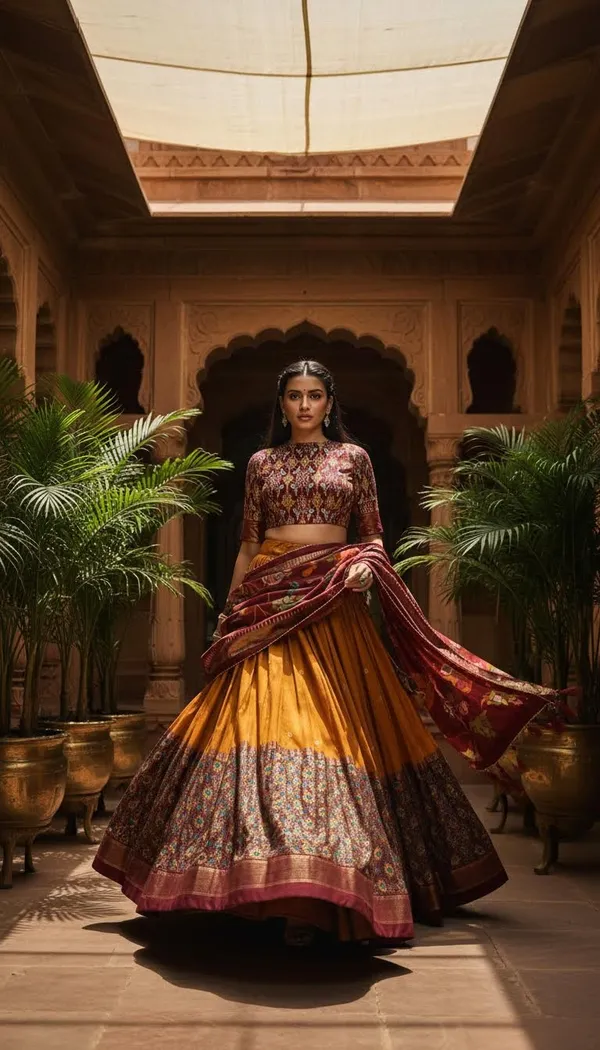 Yellow_Dola_Silk_Patola_Foil_Print_Flared_Lehenga_Choli_For_Women