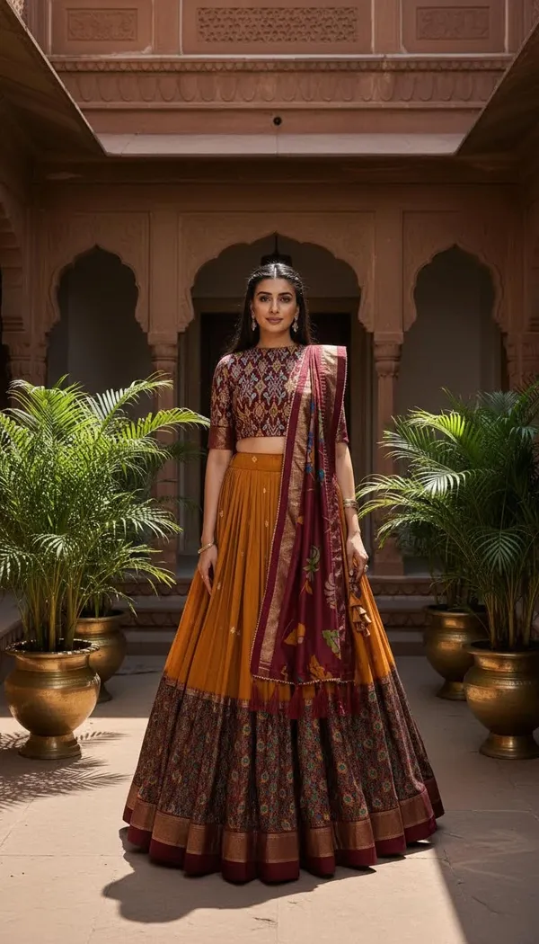 Yellow_Dola_Silk_Patola_Foil_Print_Flared_Lehenga_Choli_For_Women