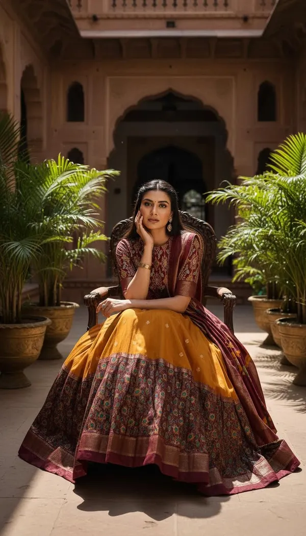 Yellow_Dola_Silk_Patola_Foil_Print_Flared_Lehenga_Choli_For_Women